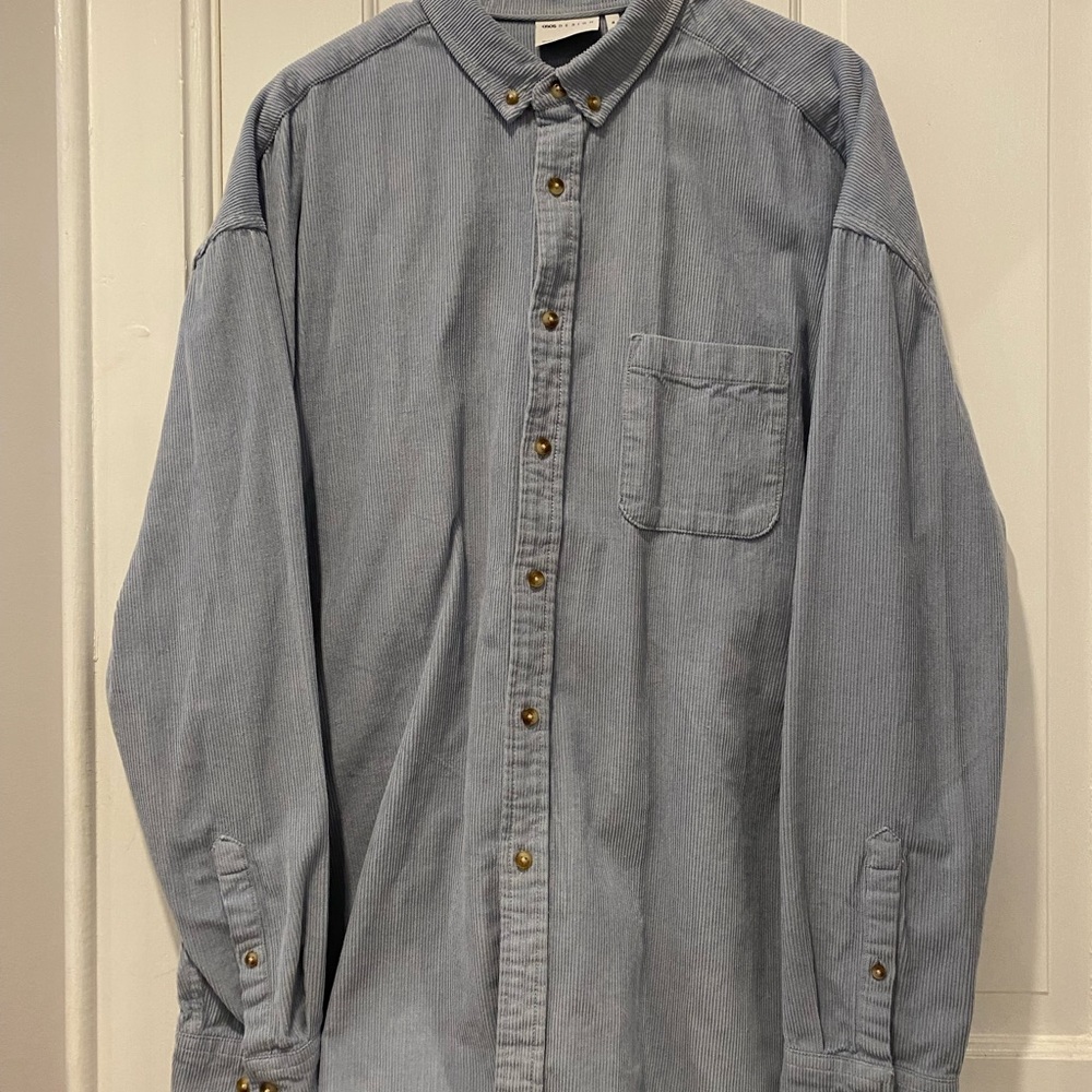 Corduroy light blue casual button down